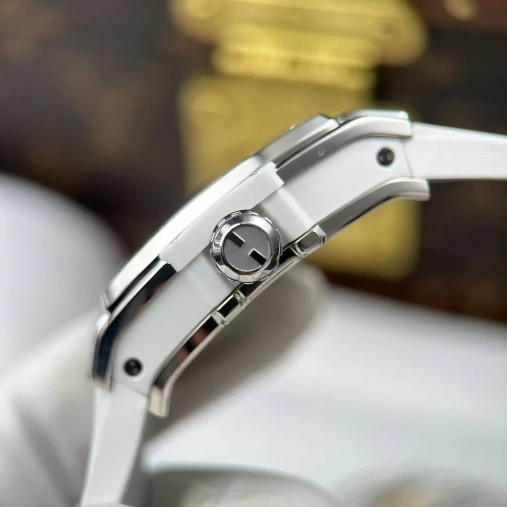 Super Clone Hublot Spirit Of Big Bang Titanium White Diamonds 665.NE.2010.LR.1604 — on leather display