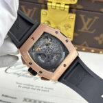 Super Clone Hublot Spirit Of Big bang King Gold Ceramic 642.OL.7180.RX 42mm — on leather display