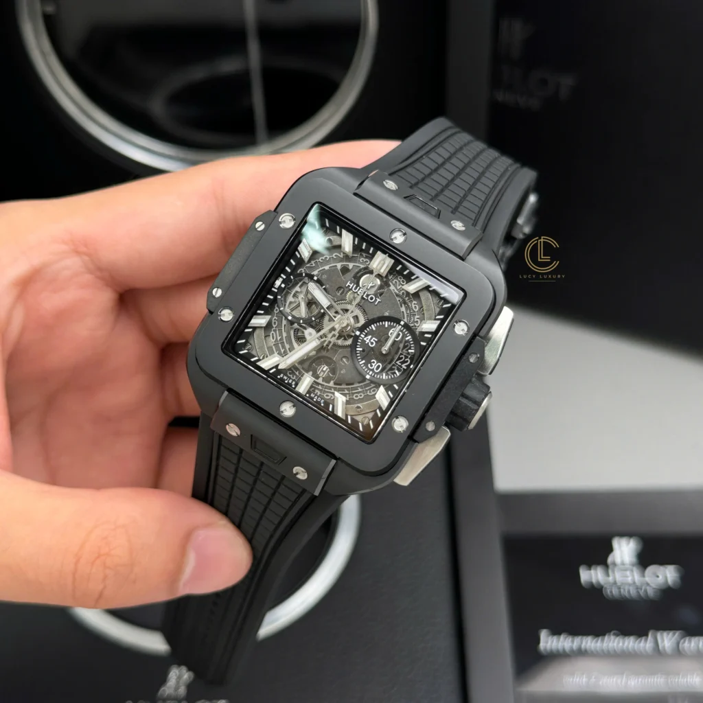 Super Clone Hublot Square Bang Unico 821.CI.0170.RX 821CI0170RX 42mm Black Dial Ceramic — case and bezel