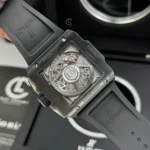 Super Clone Hublot Square Bang Unico 821.CI.0170.RX 821CI0170RX 42mm Black Dial Ceramic — on leather display