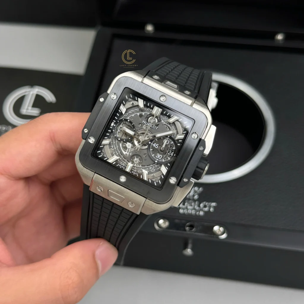 Super Clone Hublot Square Bang Unico 821.NM.0170.RX 821NM0170RX 42mm Titanium Ceramic — dial close-up