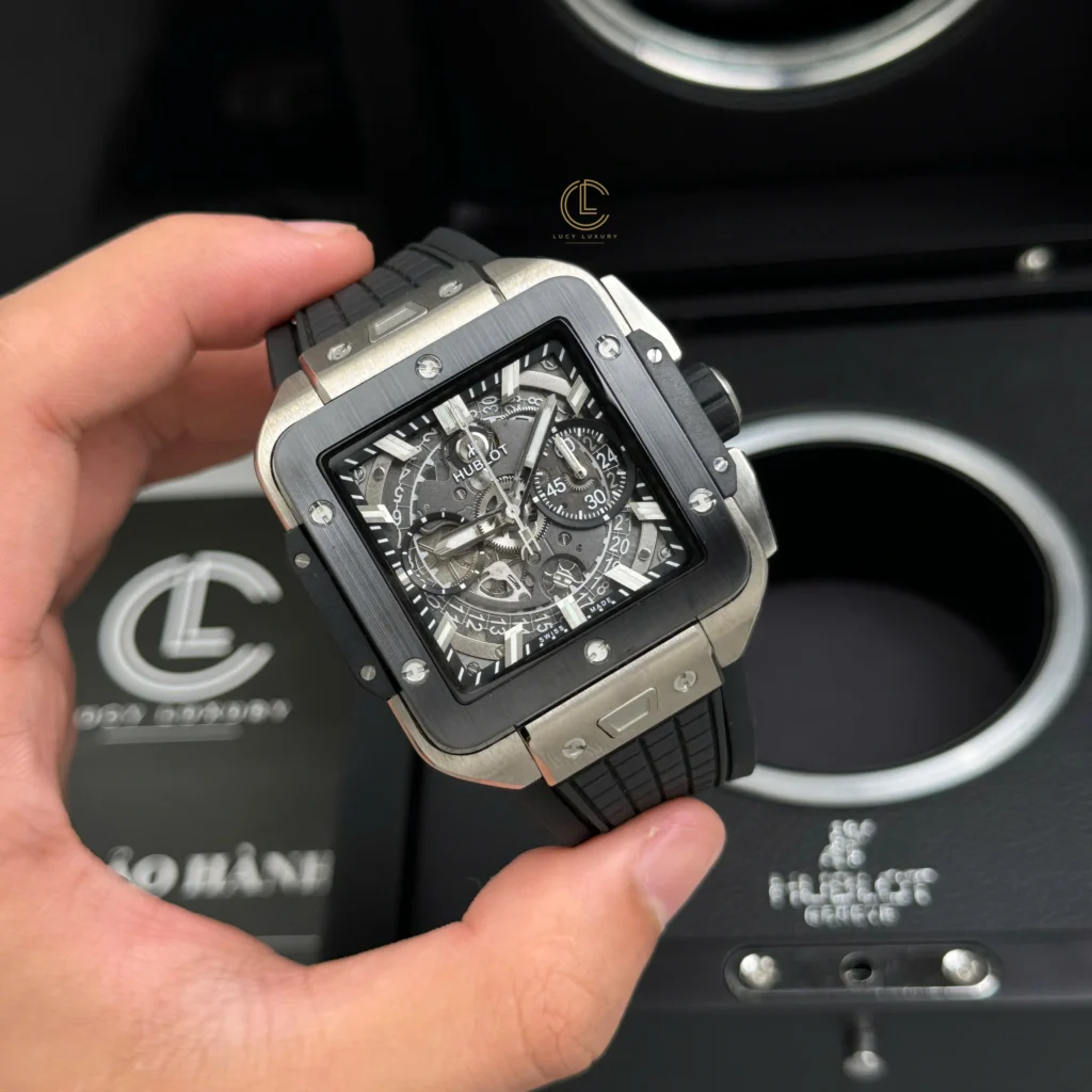 Super Clone Hublot Square Bang Unico 821.NM.0170.RX 821NM0170RX 42mm Titanium Ceramic — case and bezel