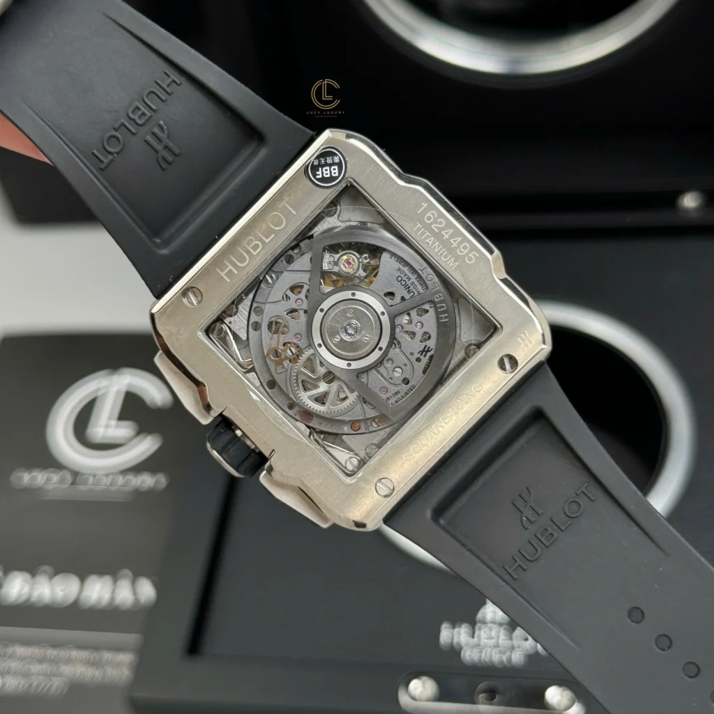 Super Clone Hublot Square Bang Unico 821.NM.0170.RX 821NM0170RX 42mm Titanium Ceramic — on leather display