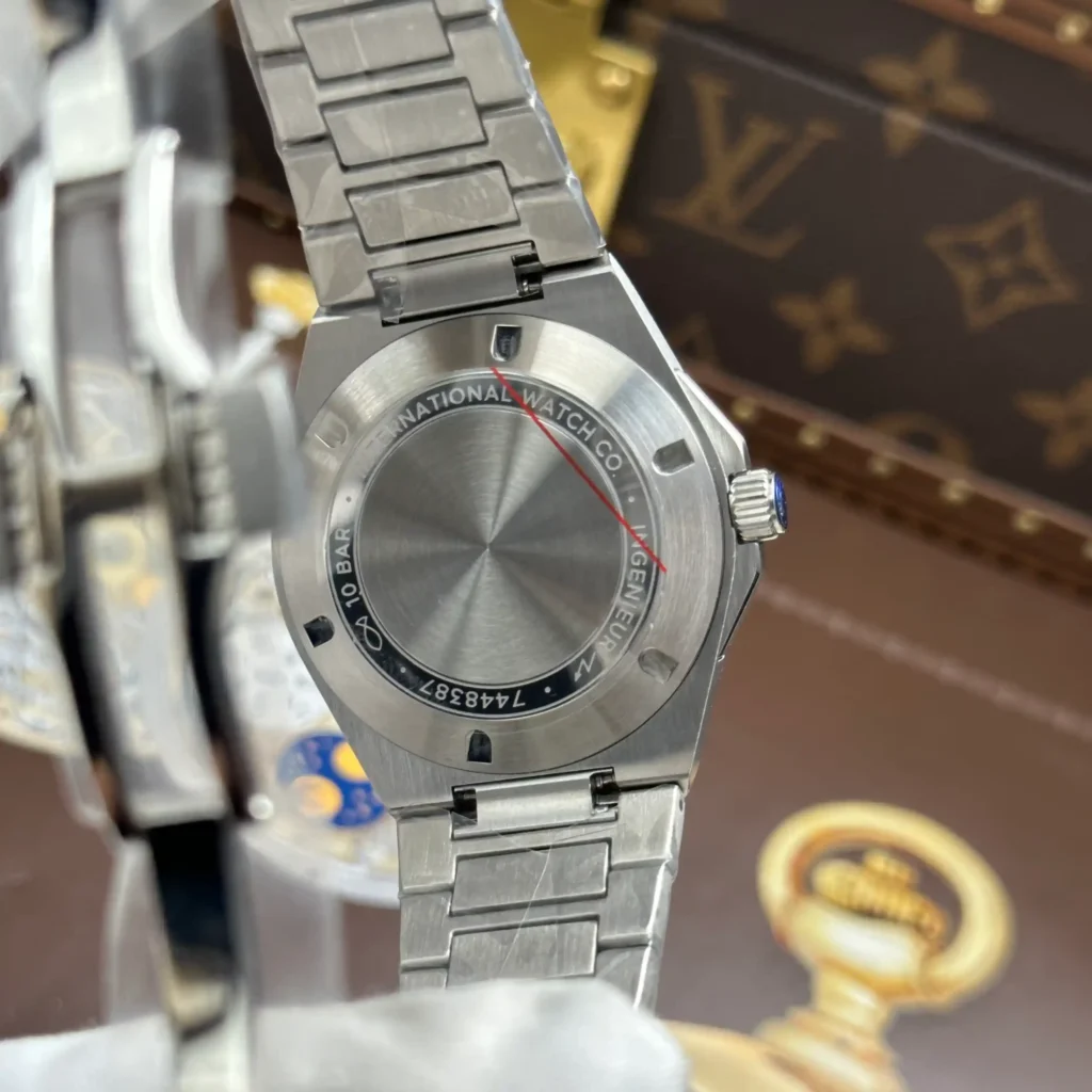 Super Clone IWC 40mm Steel — movement / caseback view