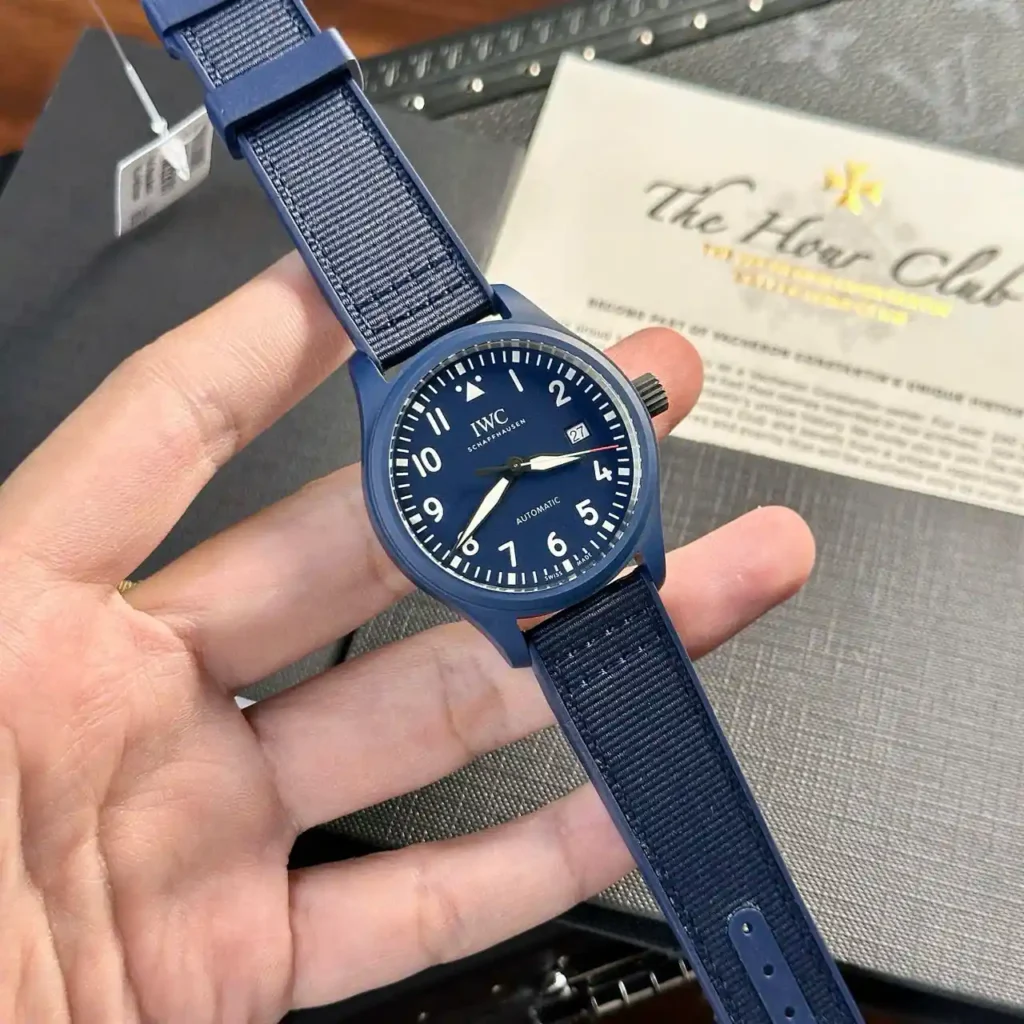 Super Clone IWC 41mm Ceramic — on leather display
