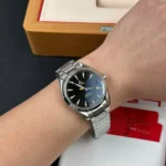 Super Clone Omega 41mm Steel — on leather display