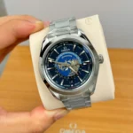 Super Clone Omega Seamaster Aqua Terra Co‑Axial Master Chronometer Gmt Worldtimer 220.10.43.22.03.001 43mm Steel — dial close-up