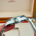 Super Clone Omega Seamaster Aqua Terra Co‑Axial Master Chronometer Gmt Worldtimer 220.10.43.22.03.001 43mm Steel — side profile