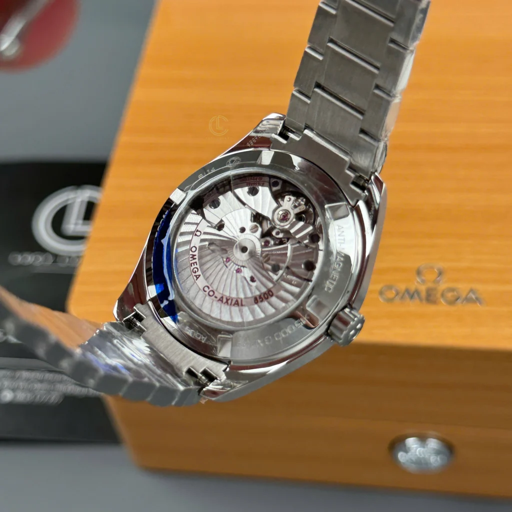Super Clone Omega Seamaster Aqua Terra Master Co‑Axial 231.10.39.21.03.002 39mm Blue Dial – — on leather display
