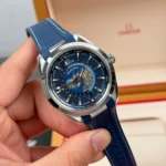 Super Clone Omega Seamaster Aqua Terra Worldtimer 43mm Blue Dial — case and bezel