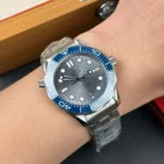 Super Clone Omega 42mm Steel — movement / caseback view