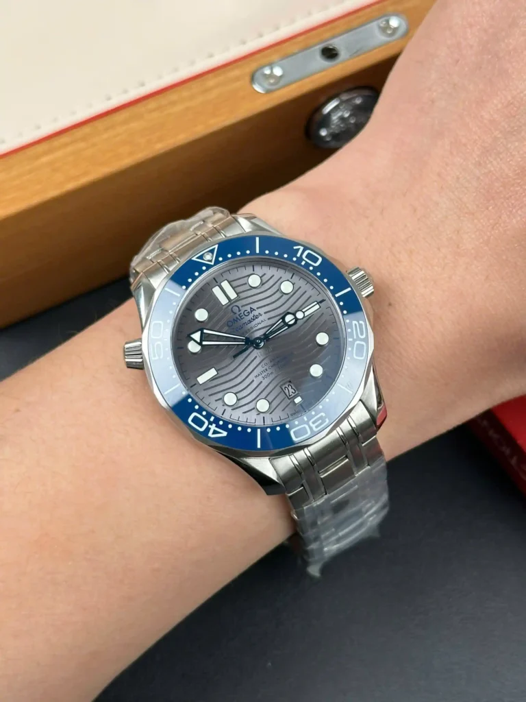 Super Clone Omega 42mm Steel — movement / caseback view