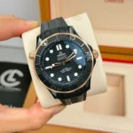 Super Clone Omega Seamaster Diver 210.62.44.20.01.001 42mm Black Dial Ceramic — dial close-up