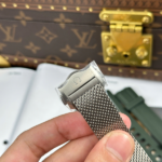 Super Clone Omega 42mm Steel — on leather display