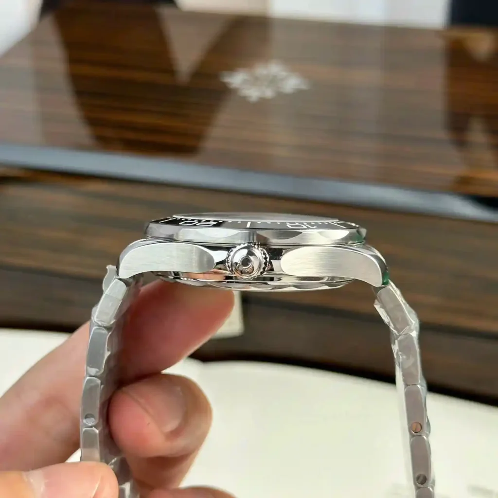 Super Clone Omega 42mm Steel — movement / caseback view