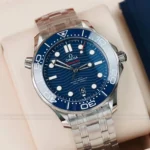 Super Clone Omega Seamaster Diver 300M Co‑Axial Master Chronometer 210.32.42.20.03.001 42mm Blue Dial — case and bezel