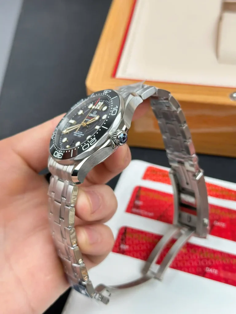 Super Clone Omega 42mm Steel — movement / caseback view