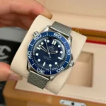 Super Clone Omega Seamaster Diver James Bond 60th Anniversary 210.30.42.20.03.002 42mm Blue Dial Steel — case and bezel