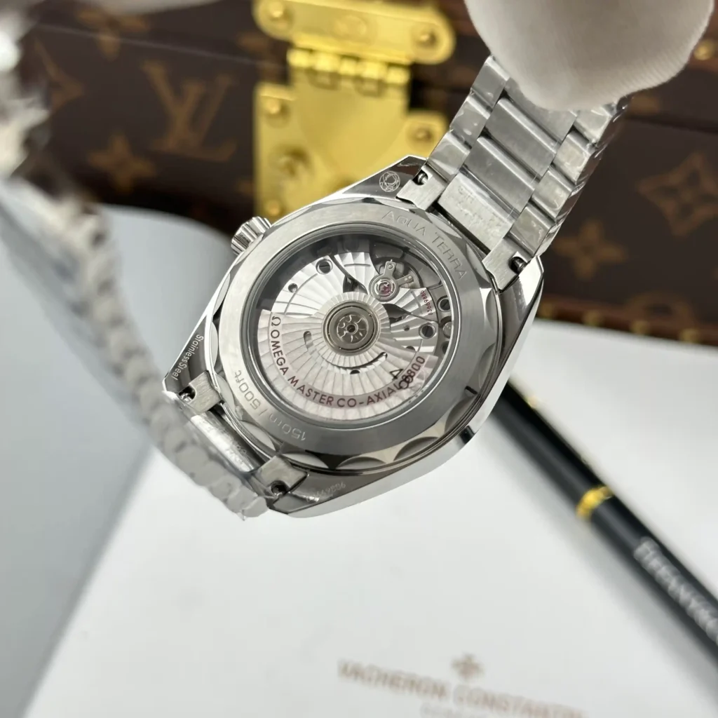 Super Clone Omega 38mm Steel — movement / caseback view