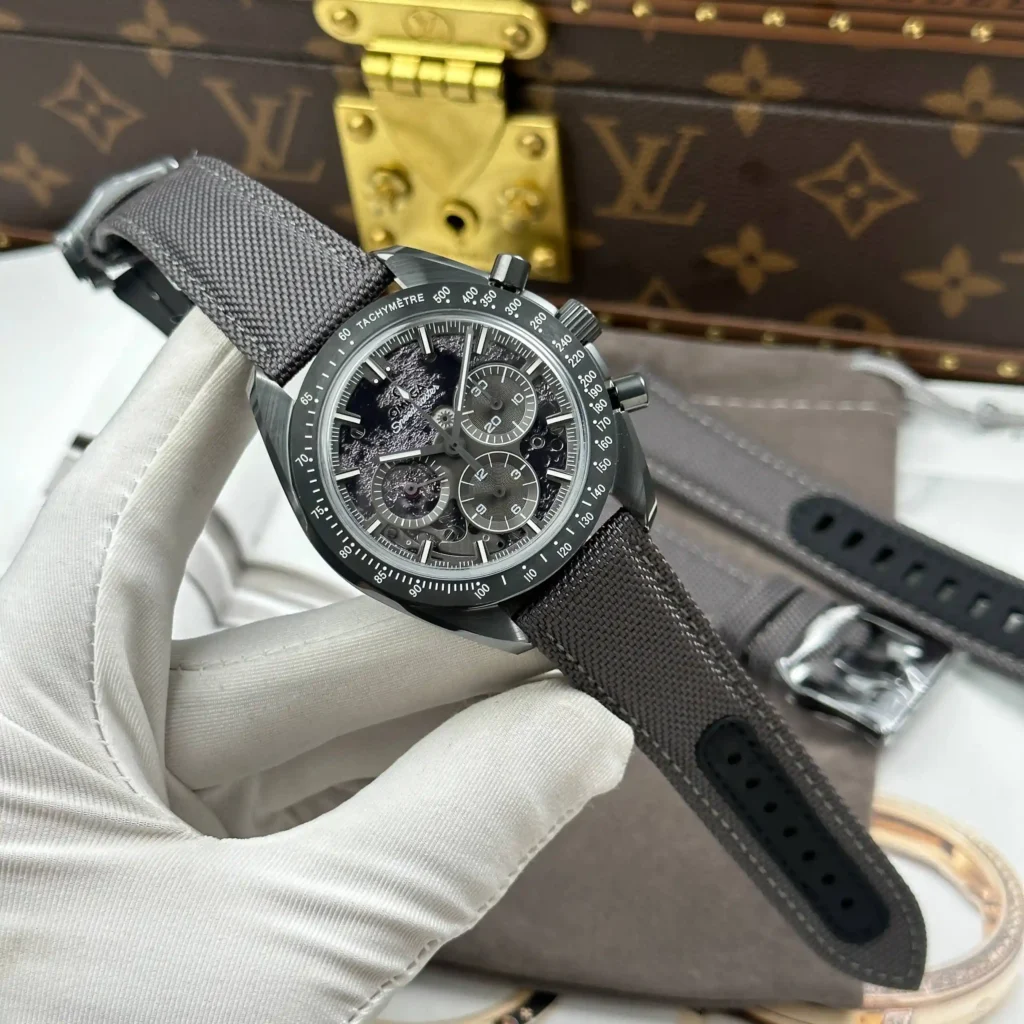 Super Clone Omega Steel — dial close-up