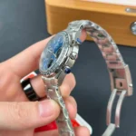 Super Clone Omega 40mm Steel — on leather display