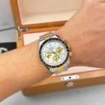 Super Clone Omega Speedmaster Moonwatch Professional 310.20.42.50.02.001 42mm White Dial Demi Yellow Gold — side profile
