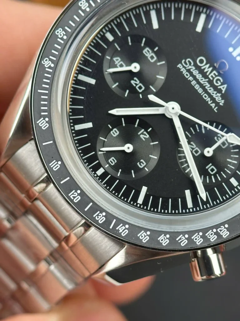 Super Clone Omega Steel — dial close-up