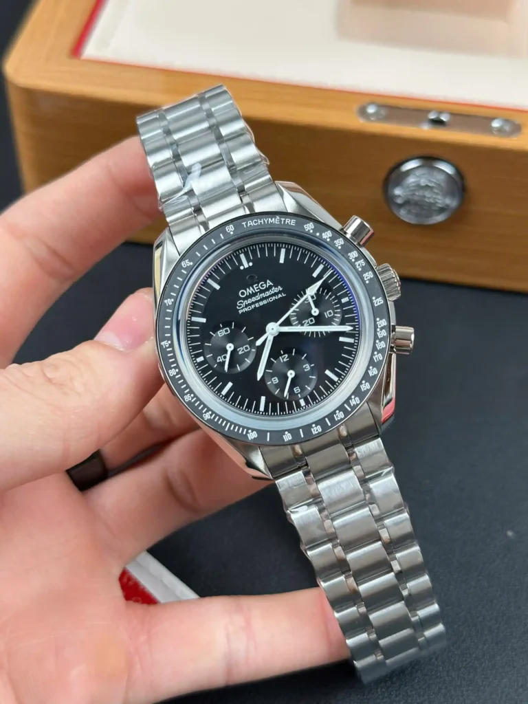 Super Clone Omega Steel — movement / caseback view