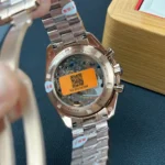 Super Clone Omega 42mm Steel — on leather display