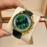 Super Clone Omega Speedmaster Moonwatch Professional 42mm 310.63.42.50.10.001 Green Dial Yellow Gold — case and bezel