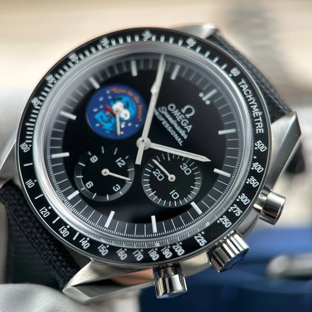 Super Clone Omega Steel — on leather display