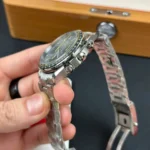 Super Clone Omega 40mm Steel — on leather display
