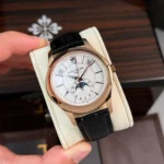 Super Clone Patek Philippe Annual Calendar 40mm White Dial 5205R-001 — dial close-up