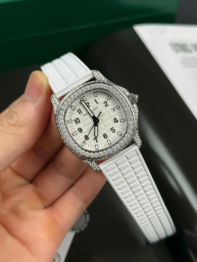 Super Clone Patek Philippe Aquanaut 5067A-011 White full moissanite 35mm – Handcrafted Diamod — case and bezel