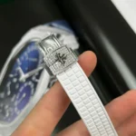 Super Clone Patek Philippe Aquanaut 5067A-011 White full moissanite 35mm – Handcrafted Diamod — clasp and links