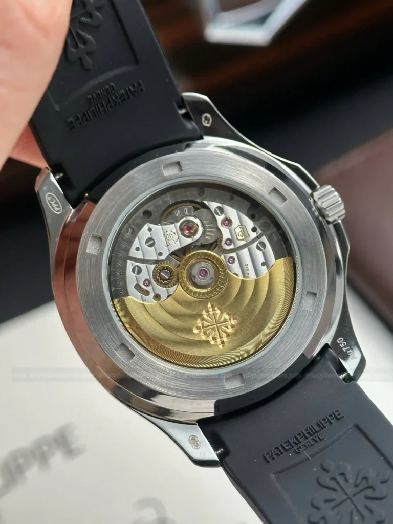 Super Clone Patek Philippe Aquanaut 5261A Moonphase Black 40mm — movement / caseback view