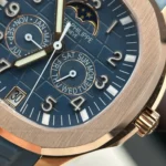Super Clone Patek Philippe Aquanaut 5261A Moonphase Tifany Blue Rose 40mm – — on leather display