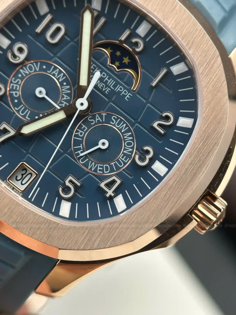 Super Clone Patek Philippe Aquanaut 5261A Moonphase Tifany Blue Rose 40mm – — on leather display