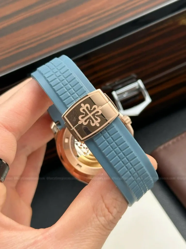 Super Clone Patek Philippe Aquanaut 5261A Moonphase Tifany Blue Rose 40mm – — view 9
