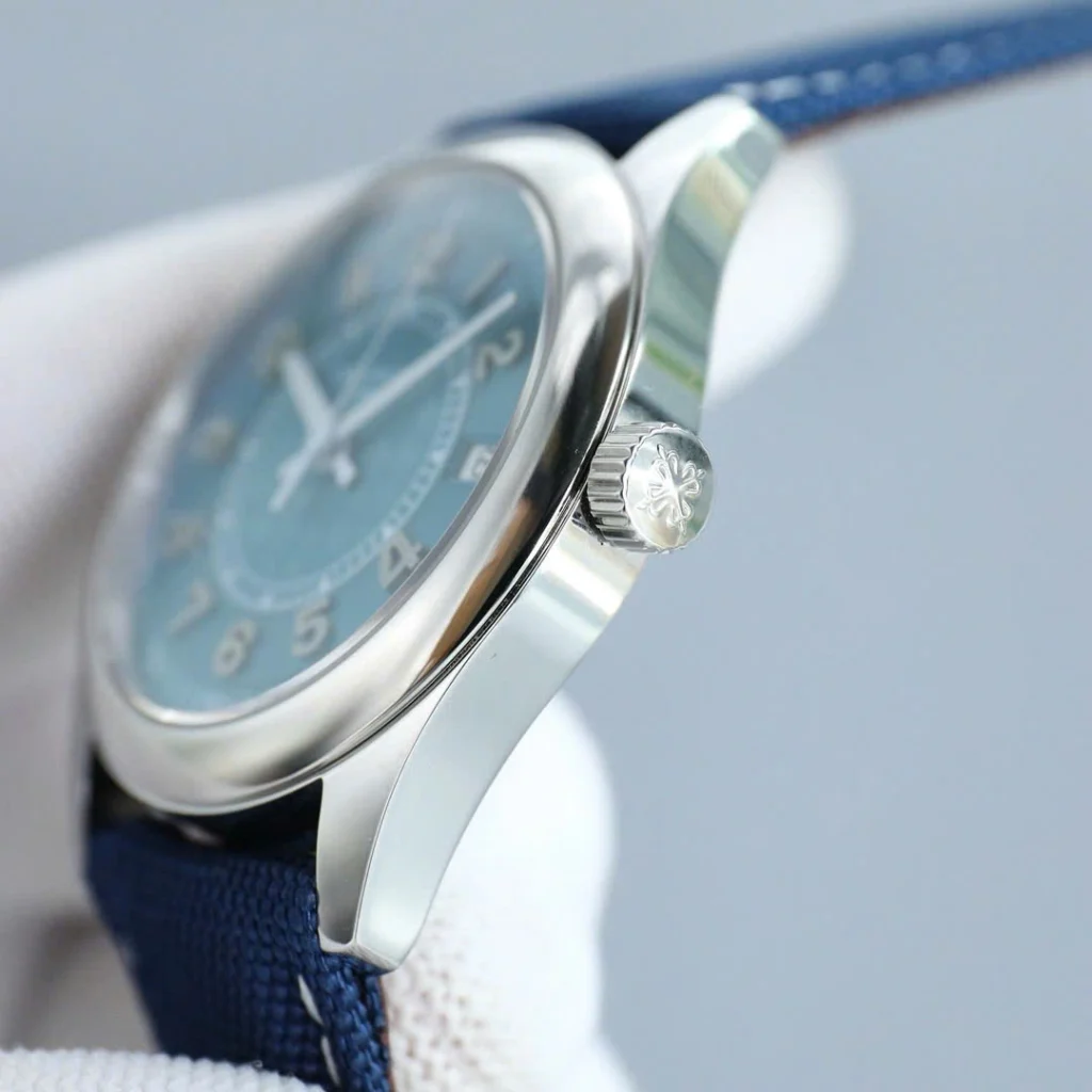 Super Clone Patek Philippe 40mm Steel — on leather display