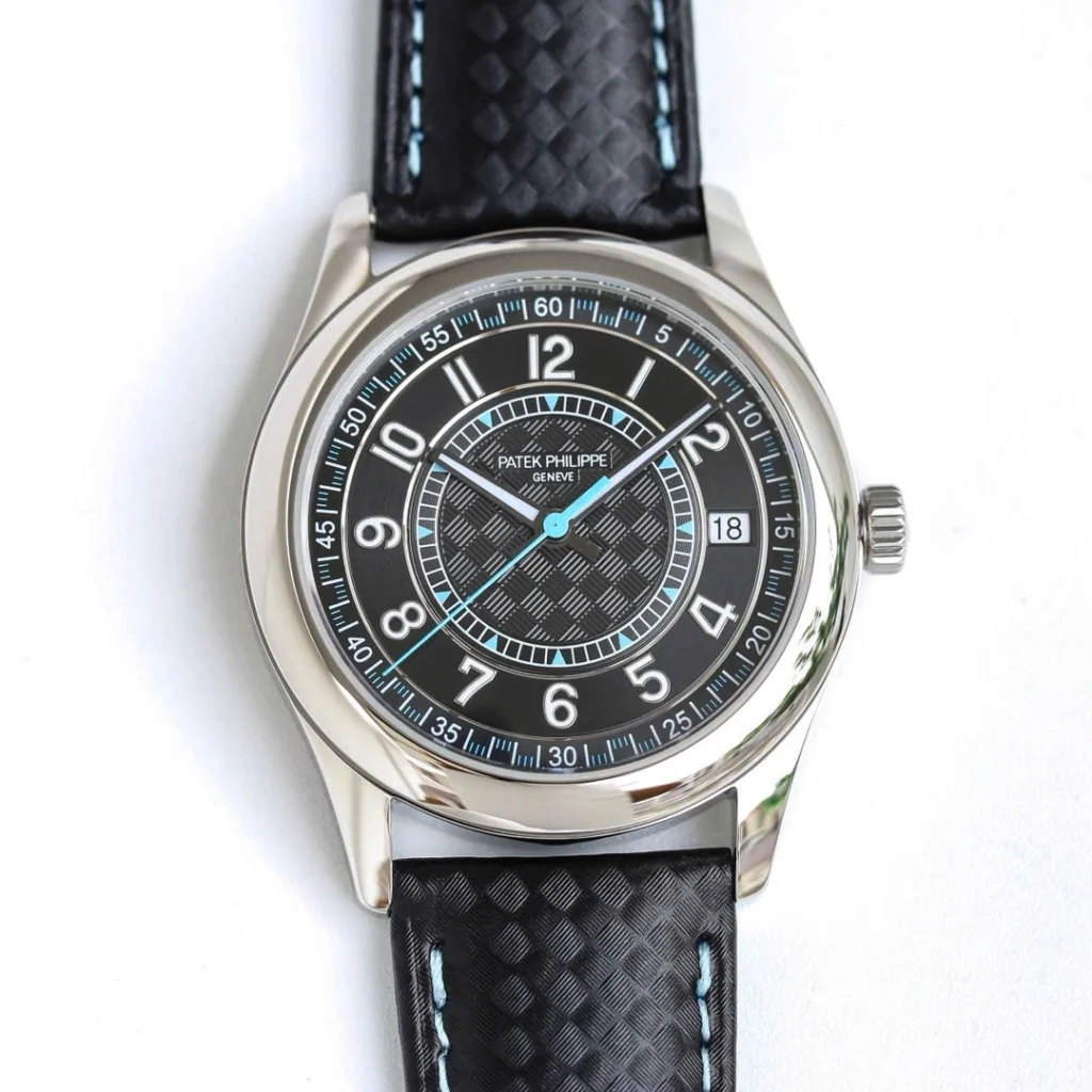 Super Clone Patek Philippe Calatrava 6007A Steel 40mm Black Tiffany Dial — dial close-up
