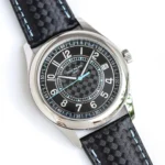 Super Clone Patek Philippe Calatrava 6007A Steel 40mm Black Tiffany Dial — on leather display