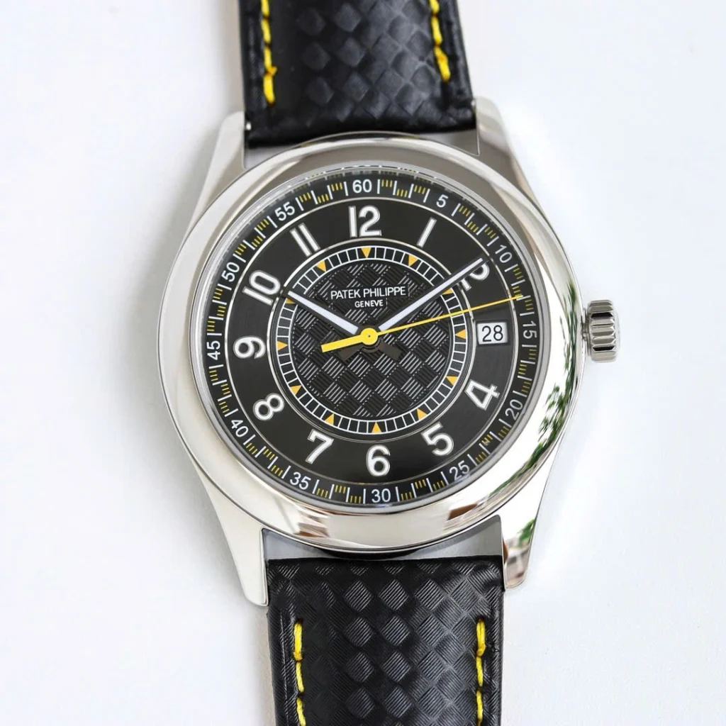 Super Clone Patek Philippe Calatrava 6007A Steel 40mm Ebony Black Dial — dial close-up