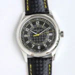 Super Clone Patek Philippe Calatrava 6007A Steel 40mm Ebony Black Dial — dial close-up