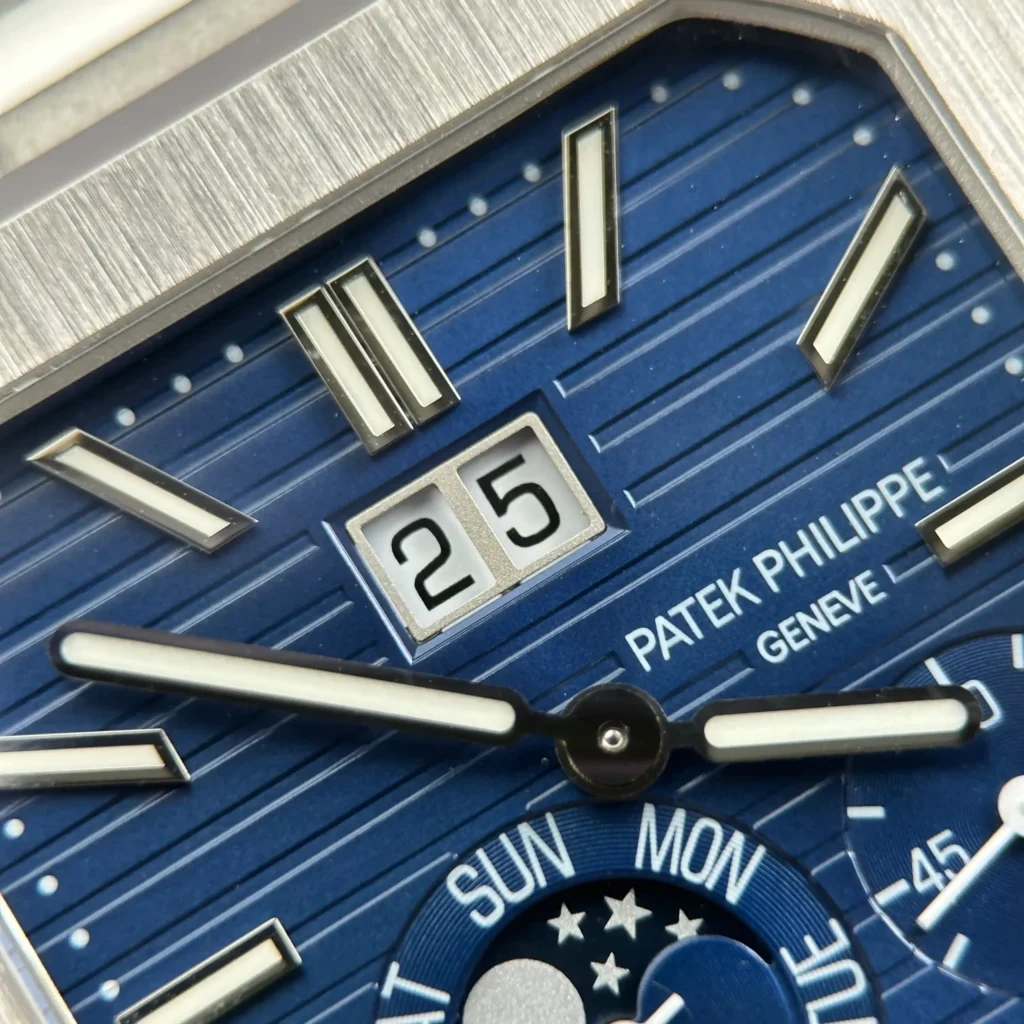 Super Clone Patek Philippe Cubitus 5822P-001 Platinum Instantaneous Grand Date Day Moon Phases — bracelet detail