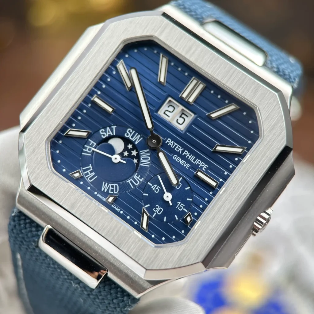 Super Clone Patek Philippe Cubitus 5822P-001 Platinum Instantaneous Grand Date Day Moon Phases — side profile