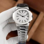 Super Clone Patek Philippe Nautilus 5711/1A-011 40mm White Dial V3 Update — dial close-up