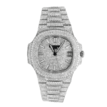 Super Clone Patek Philippe Nautilus 5711 40mm Up Full 3000pcs Moissanite Pave Hongkong – Customize Diamod
