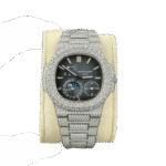 Super Clone Patek Philippe Nautilus 5712/1A 40mm Blue Dial Full Moissanite Hongkong – Customize Diamod