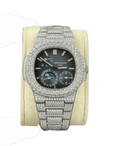 Super Clone Patek Philippe Nautilus 5712/1A 40mm Blue Dial Full Moissanite Hongkong – Customize Diamod – Swiss SuperClone